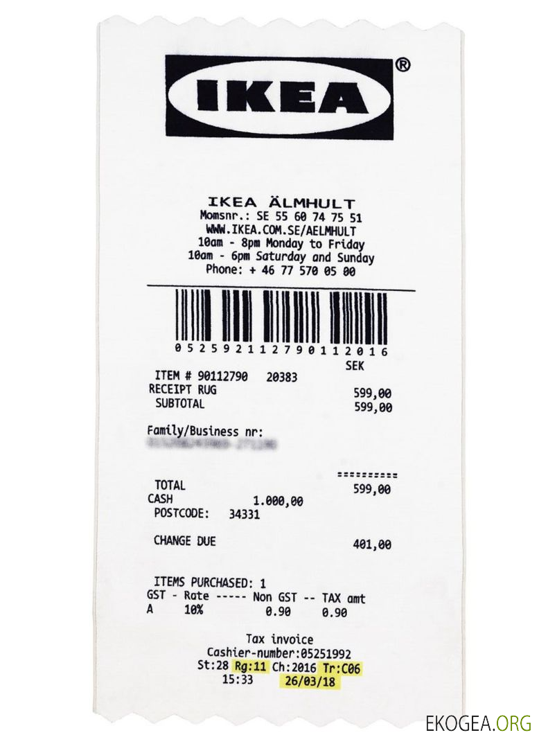 Chèque de paiement de l'entreprise mondiale Ikea